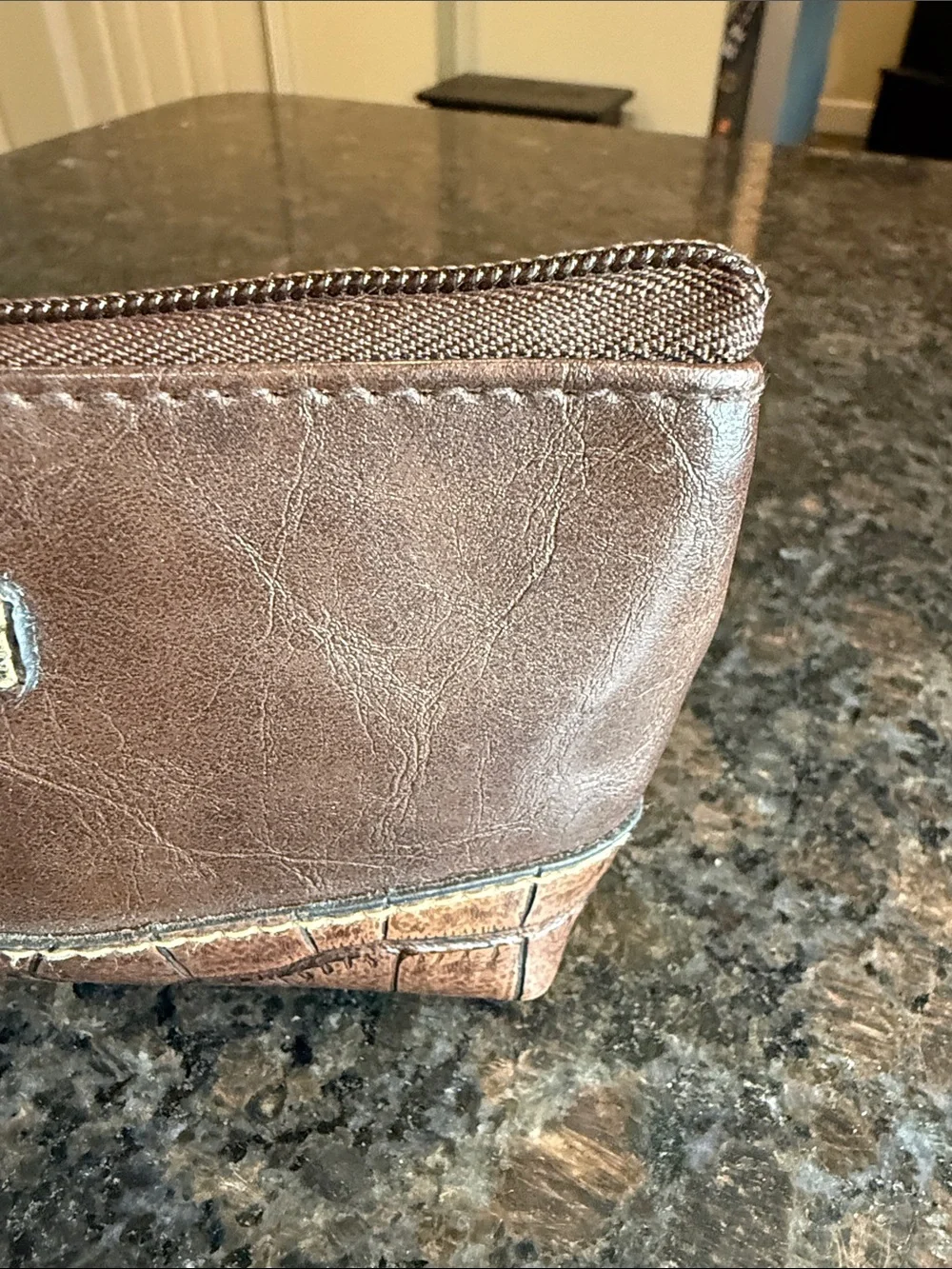 Rosetti Two-Tone Brown Croc-Accent Leather Clutch